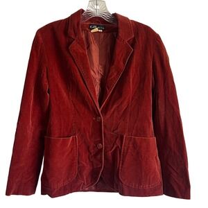 VTG Gil & Co Rust Velvet Blazer Sz 6 Soft Velveteen Tailored Jacket Fall Classic
